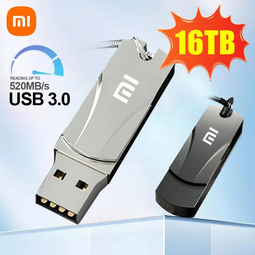 Xiaomi 16TB โลหะ U Disk USB 3.0 ความเร็วสูง Flashrive แฟ้มโอนไดรฟ์ปากกากันน้ํา 2TB 1TB หน่วยความจําแบบพกพา USB Flash Drive