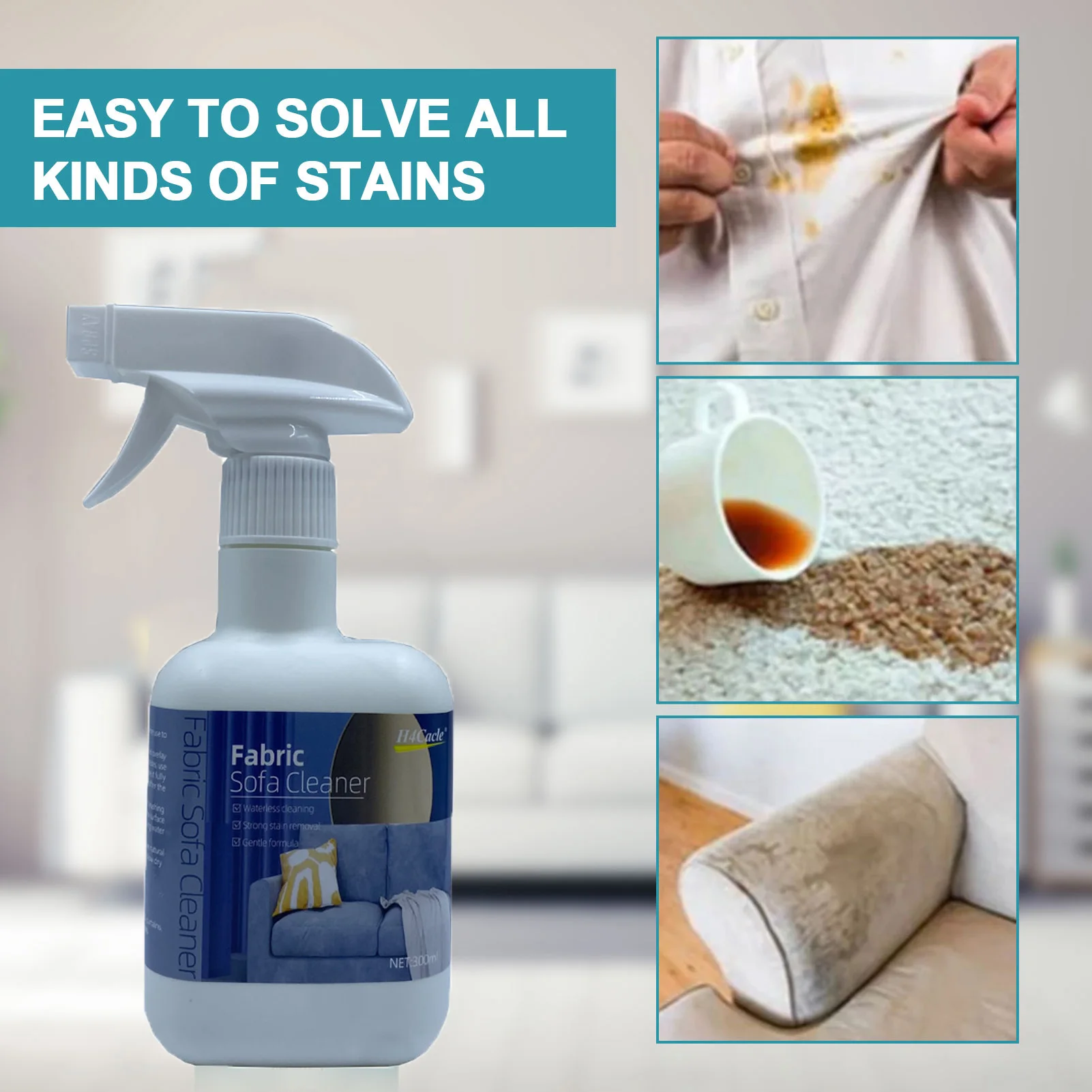 High Effective Fabric Sofa Cleaner Easily Remove Stubborn Stains House Cleaning Dry Water-free Cloth Carpet Detergent