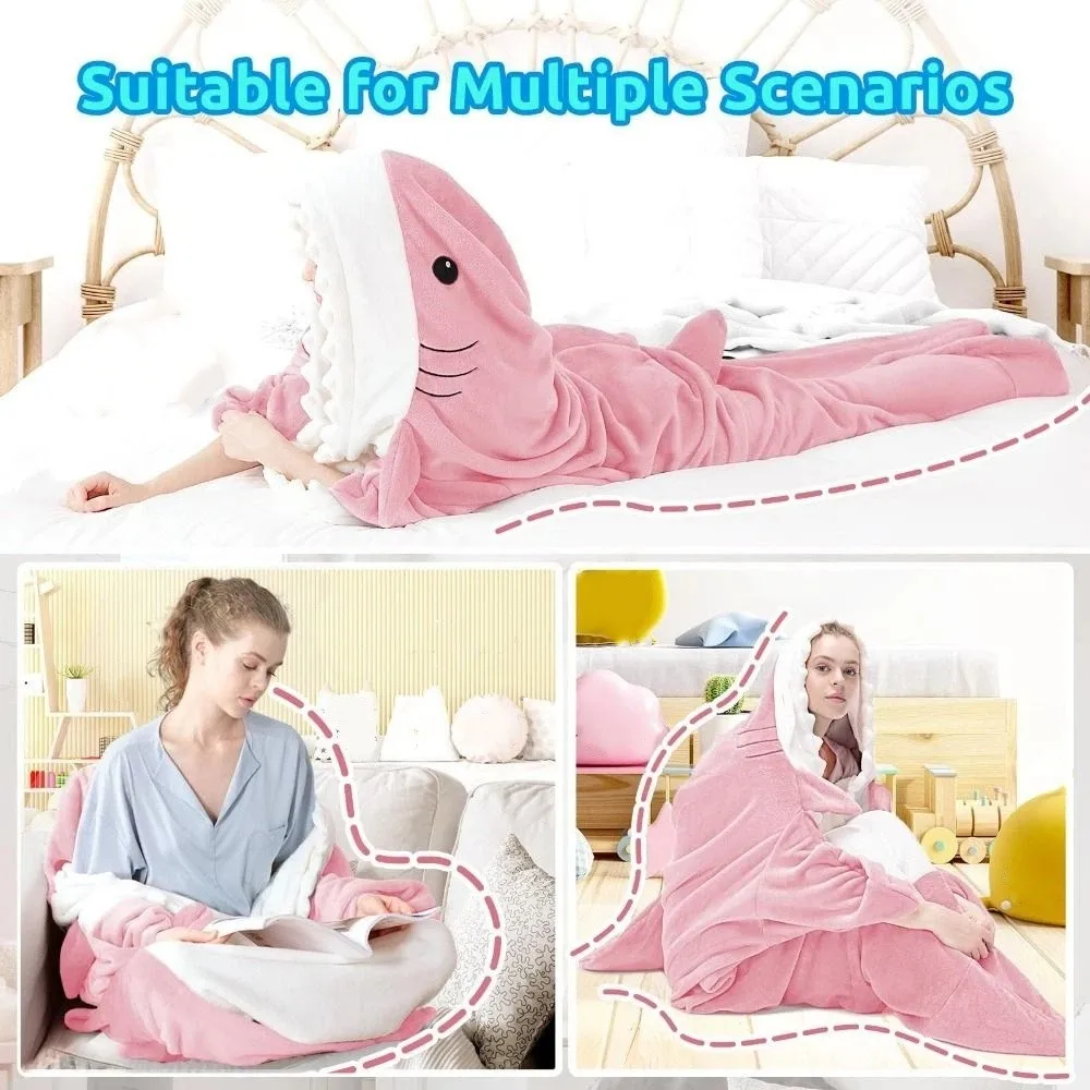 Tubarão dos desenhos animados pijamas siameses com capuz grosso quente pelúcia tubarão pijamas engraçado cosplay traje inverno bodysuit pijamas cosplay