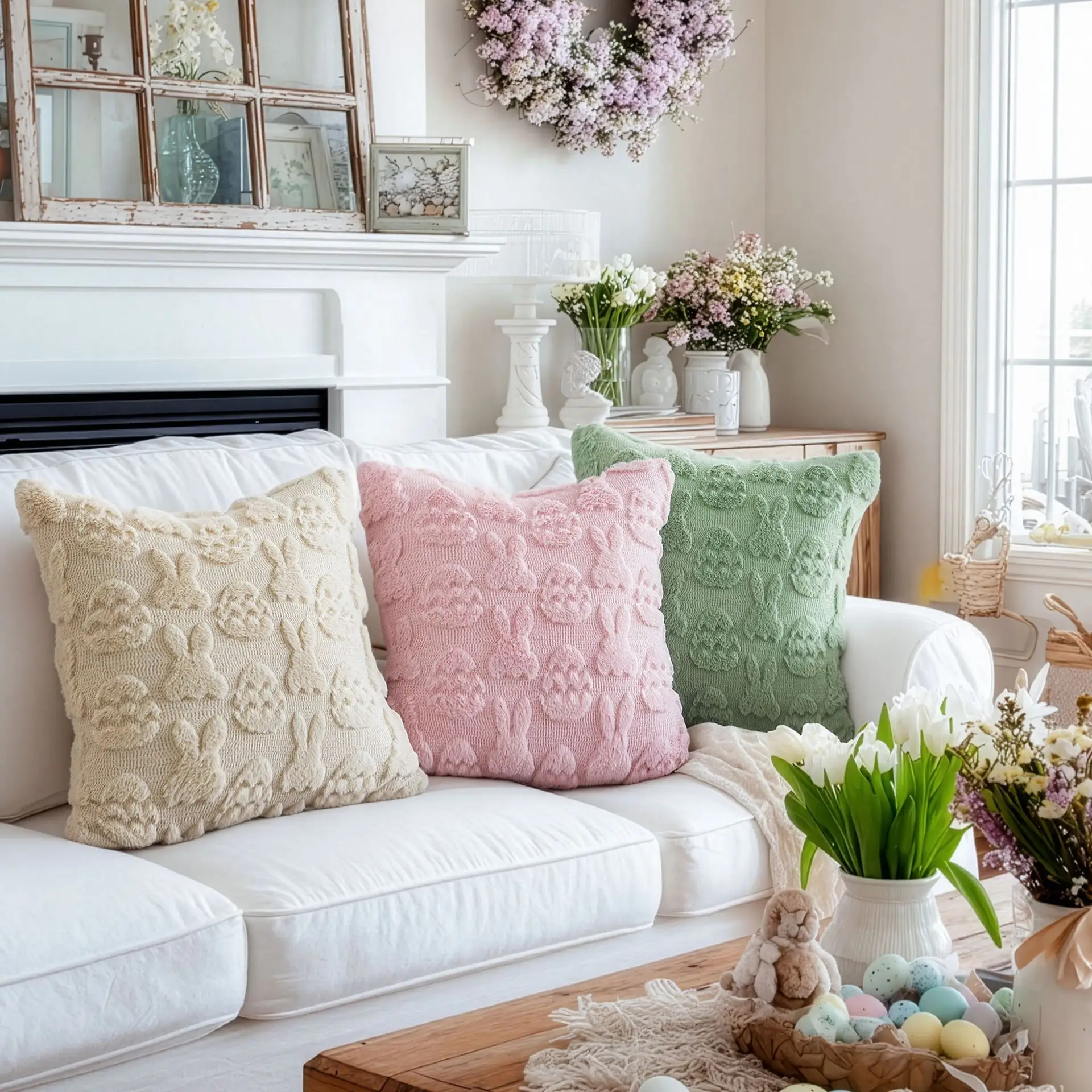30x50/45x45cm Easter Egg Rabbit Throw Pillowcase Cojines Plush Cushion Cover Holiday Decoration Living Room Sofa Pillow Covers