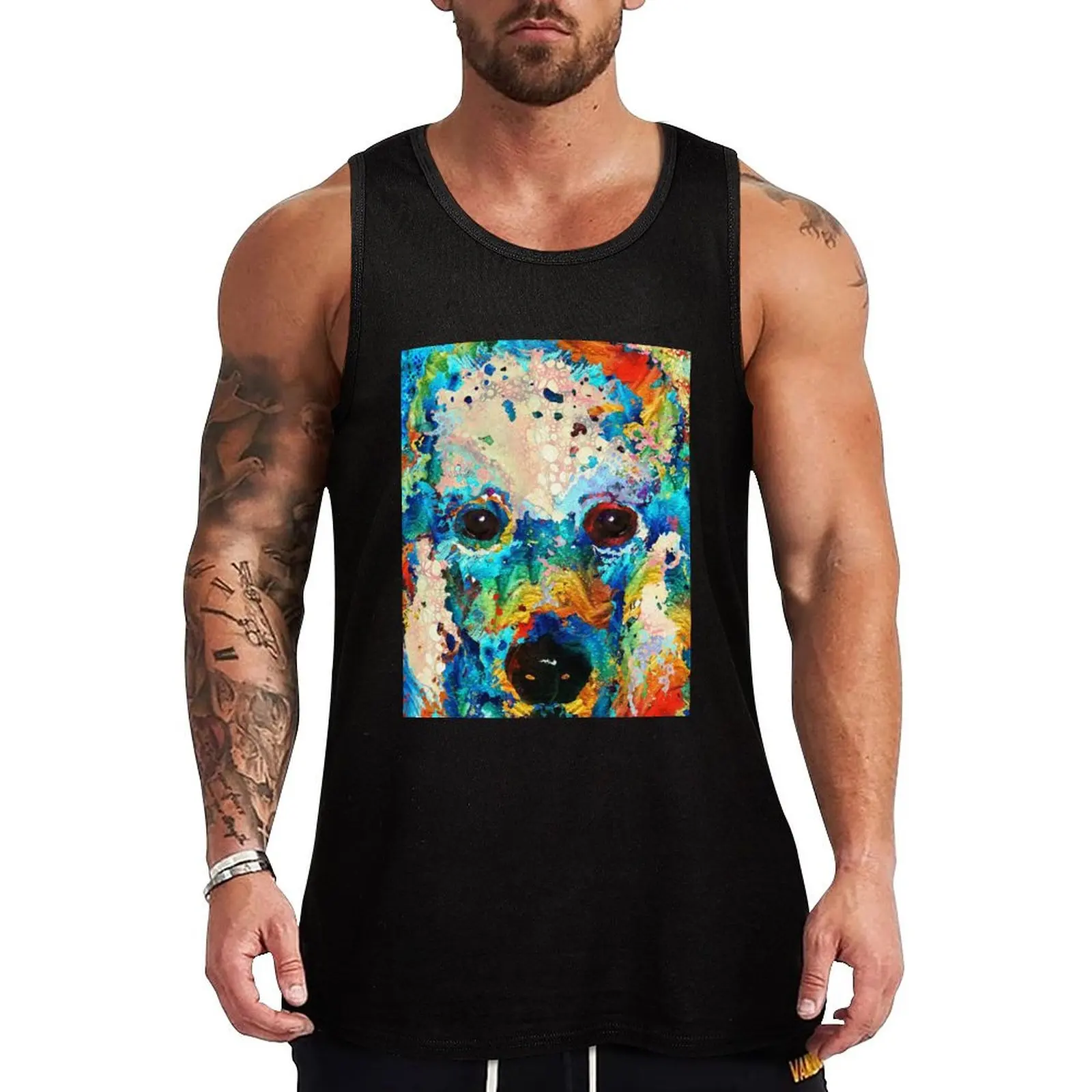 

Rainbow Color Poodle Dog Art by Sharon Cummings Tank Top gym men T-shirt for fitness Men's t-shirts t-shirts man
