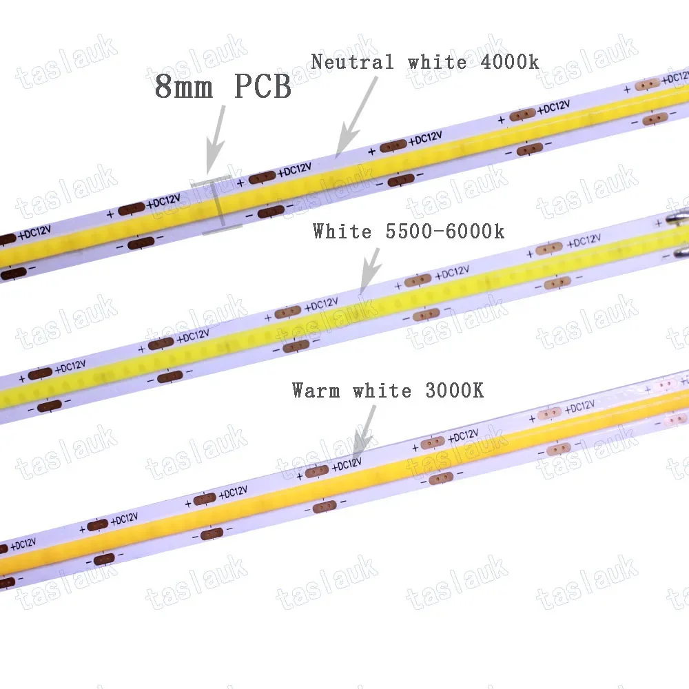 COB LED Strip 252 320 480 528 LEDs High Density Flexible COB LED Light DC12V 24V Neutral white Warm white 3000K 4000K 6000K Tape