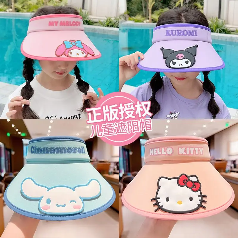 

Sweet Sanrio Hello Kitty Kuromi Anime Kawaii Summer Sun Hat Cute Cinnamoroll My Melody Sunscreen Cap Toys Gifts for Kids