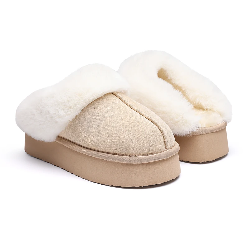 Asgard Winter Fuzzy Women Slippers Indoor Antiskid Thick Soles Fluffy House Slippers Female Warm Fur Collar Plush Cotton Shoes