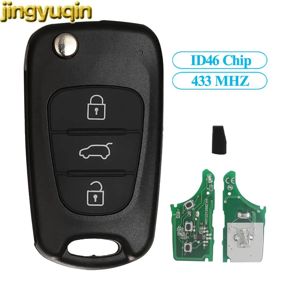 Jingyuqin-llave de Control remoto con tapa, Chip ID46 de 433MHZ para Kia Rio 3 Picanto Ceed Cerato Sportage K2 K3 K5 Soul Hyundai i30 ix35