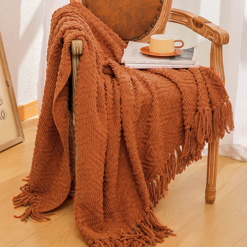 Sofa cover blanket, bed towel, chenille blanket, woven, air-conditioned shawl, summer cool nap blanket