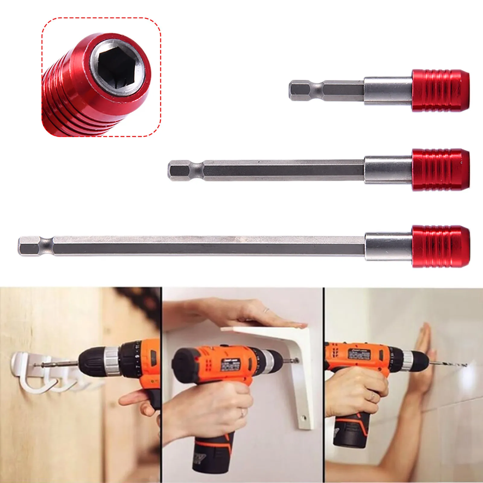 Electric Drill Bit Tool Set - 3-pcs Flexible Drill Bit Extension | Drill Bit Adapter | Driver Bit ex