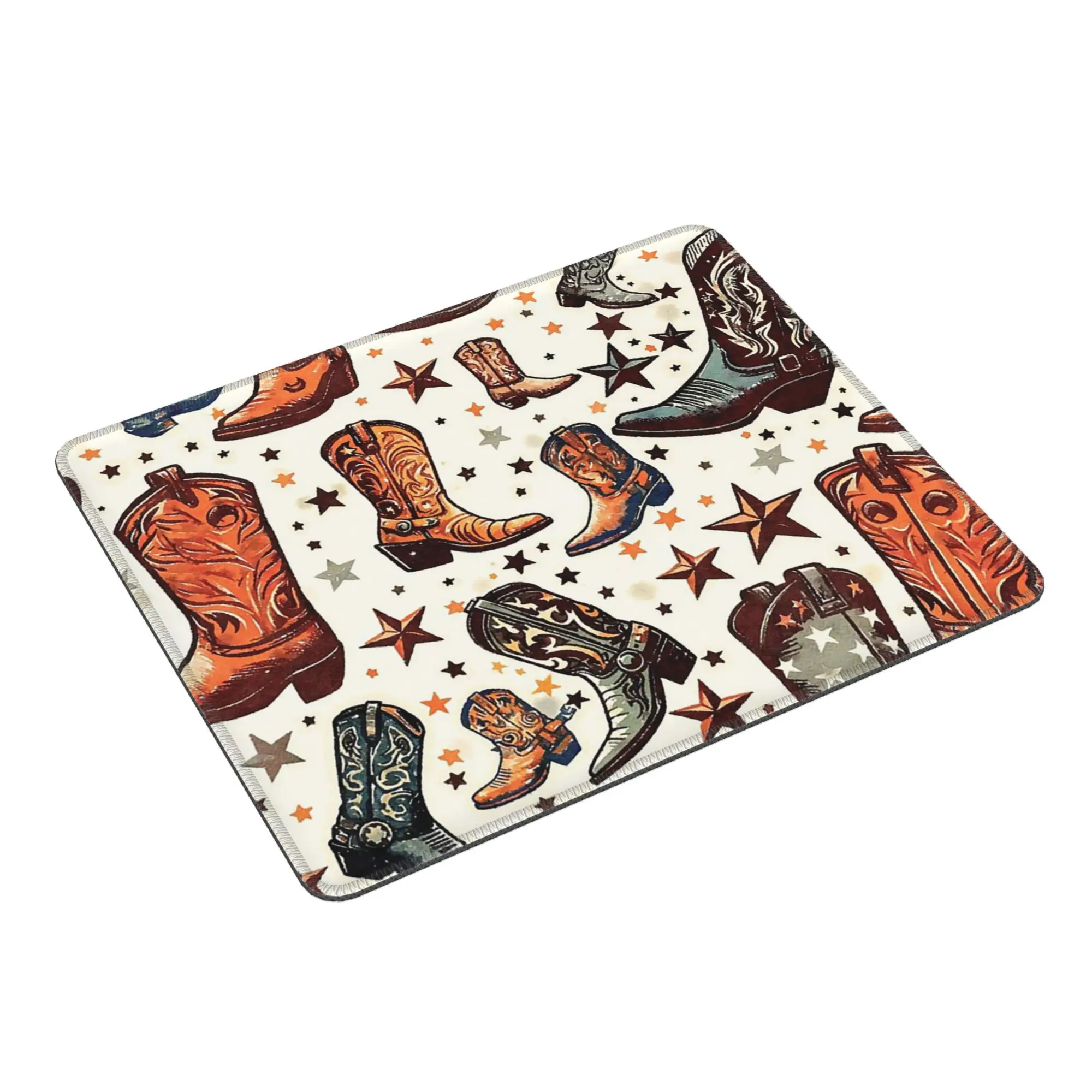 Vintage Western Cowboy Boot Mouse Pad Computer Keyboard Mouse Mat Gaming PC Laptop Desk Mat Office Accessories Table Mats