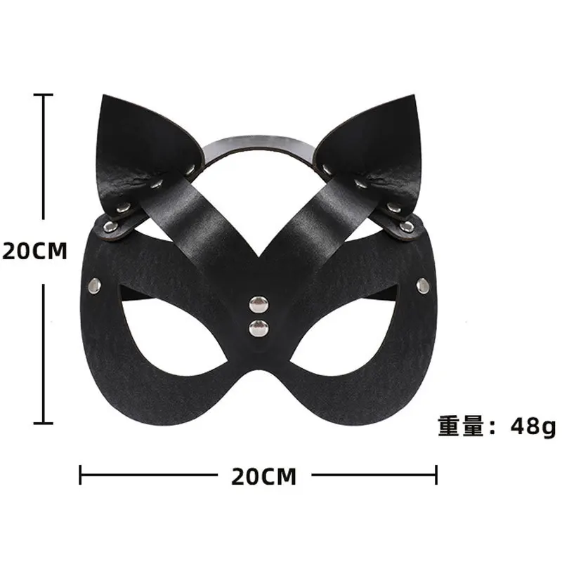 Women Sexy Mask Half Eyes Fox Cosplay Face Cat Faux Leather Mask Halloween Party Women Leather Fun Cat Mask Black Adult Toys