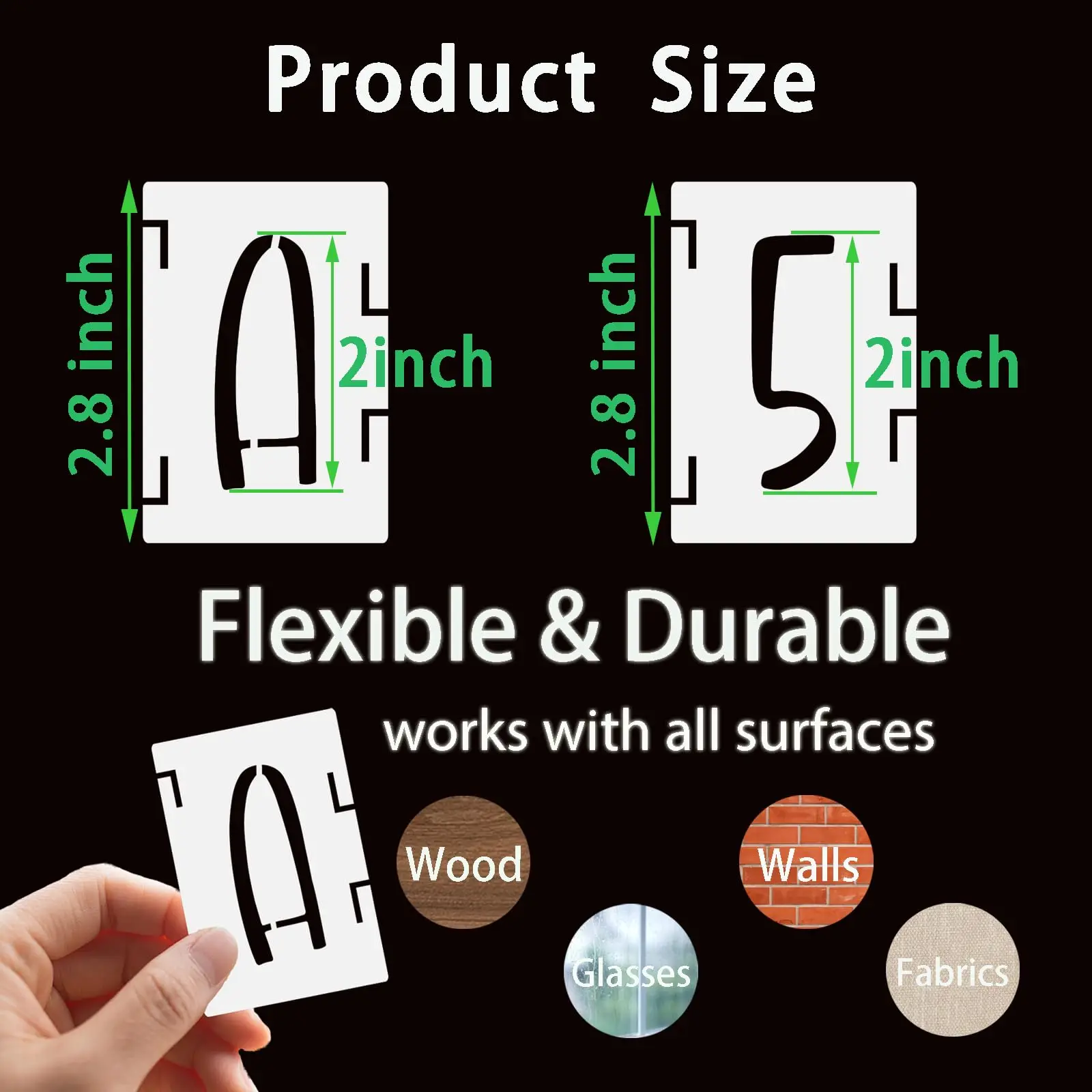 2 Inch Alphabet Letter Stencils, 42pcs Reusable Plastic Letters Numbers Symbol Interlocking Drawing Template Kit for Painting on