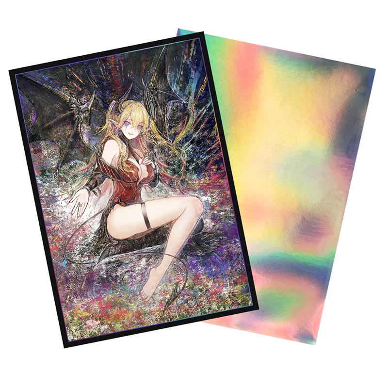 63x90mm 60PCS Holographic Card Sleeves YUGIOH Card Sleeves Illustration Anime Protector Card Cover for Board Games Trading Cards