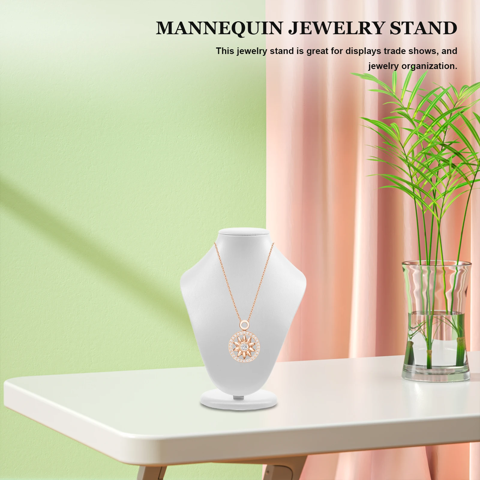 

Necklace Display Stand Mannequin Pu White Medium Stable Base Perfect for Showcase Trade Jewelry Displays