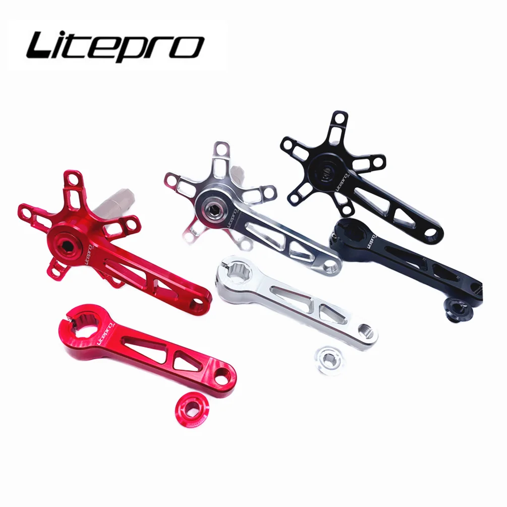 Litepro Aluminum Alloy 110BCD Hollow Integrated Crank 130MM 5-claw Children\'s Chainwheels Folding Bicycle Lightweight Chainring