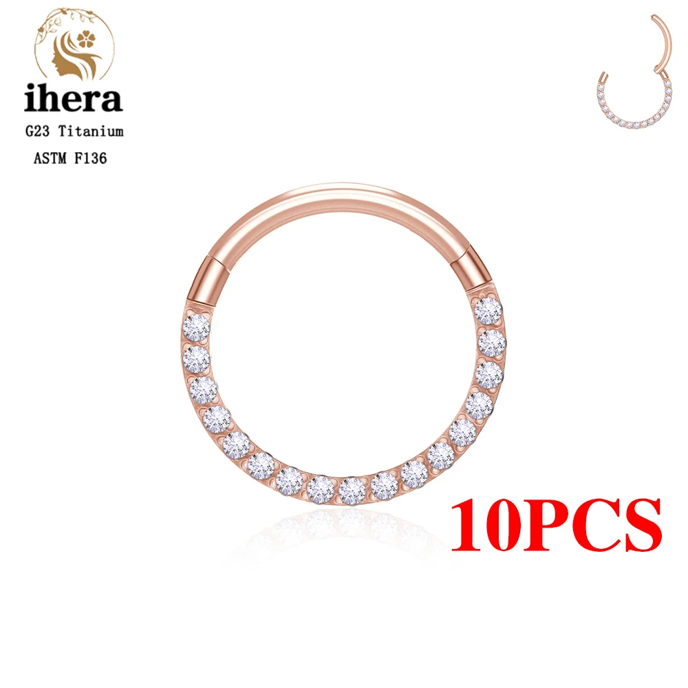 1/10PCS G23 Titanium Neusringen Septum Clicker Oorkraakbeen Tragus Helix Daith Oorbellen Hoops 16G 18G CZ body Piercing Sieraden