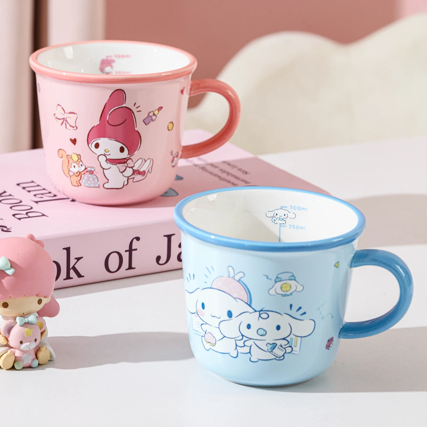 340Ml Cartoon Sanrio Hello Kitty My Melody Cinnamoroll Kuromi Ceramics Kawaii Mug  Beautiful Cutlery  cup child Birthday Gift view 5