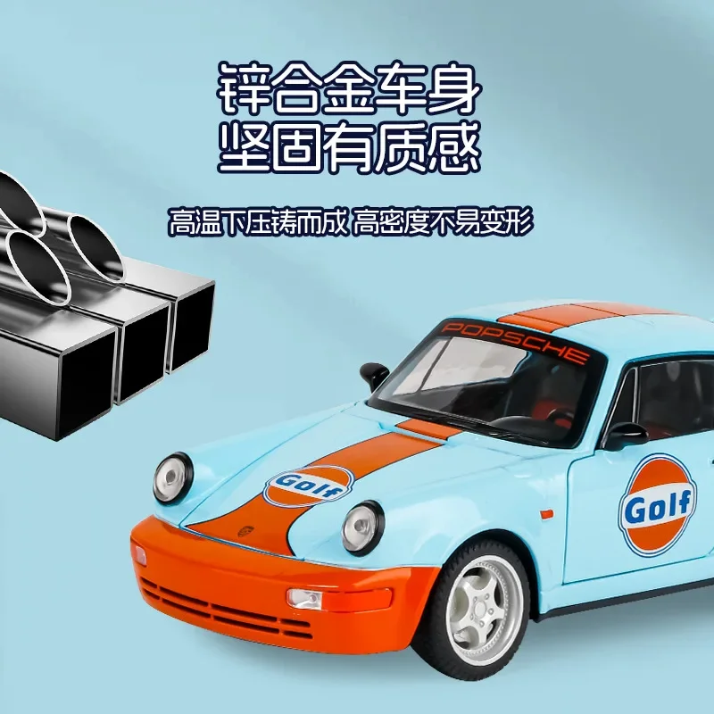 1:24 بورش 964 محاكاة عالية سبيكة نموذج سيارة لعبة Diecasts صب المعادن الصوت والضوء سيارات لعب مركبة F588