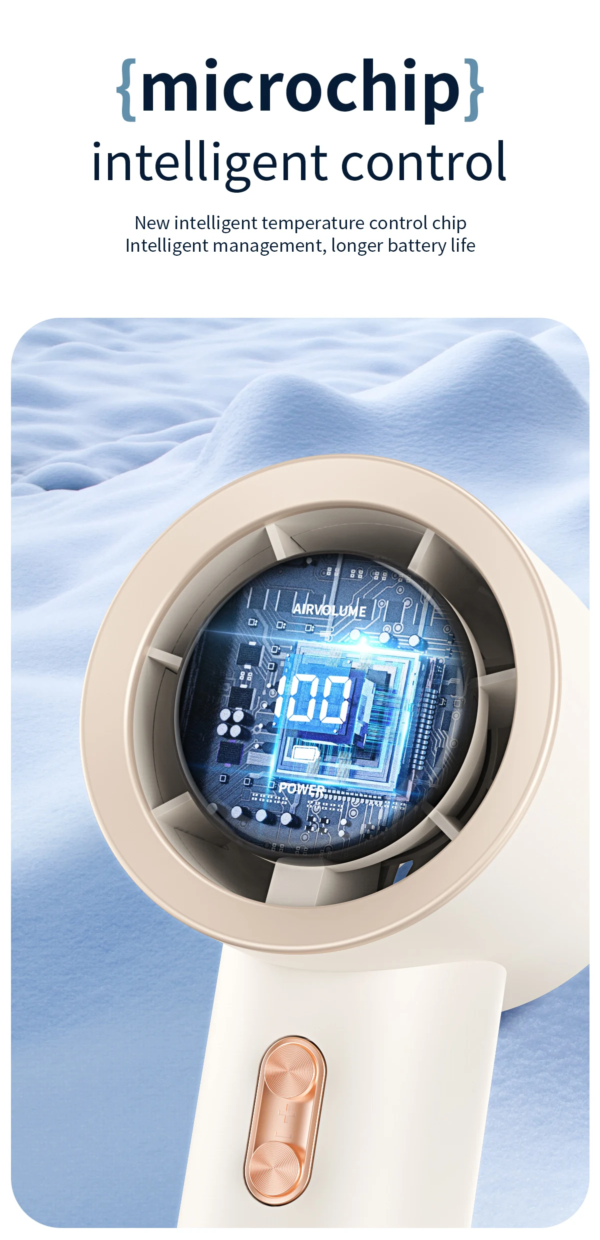 Handgehaltener Hochgeschwindigkeits-Ventilator Mini Tragbare Klimaanlage mit Sechs Lüftern und 199 Stufen Stufenloser Einstellung – Detail 7