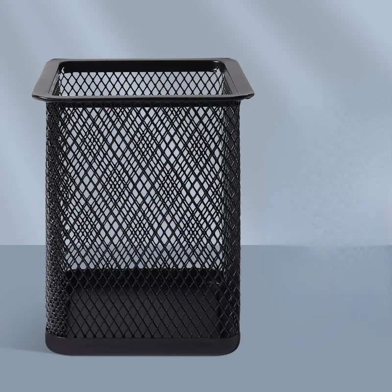 Stift halter Büro Schreibtisch Metallgitter quadratischen Stift Topf Fall Briefpapier Container Organizer langlebige Feder mäppchen schwarz