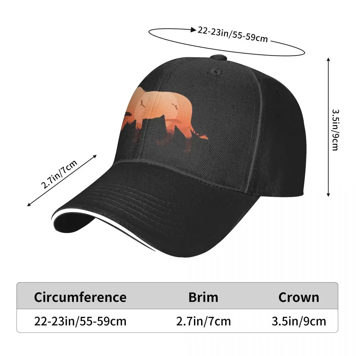 Lion Silhouette Baseball Cap Vintage Hat All Seasons Travel Adjustable Baseball Cap Streetwear Man Women's