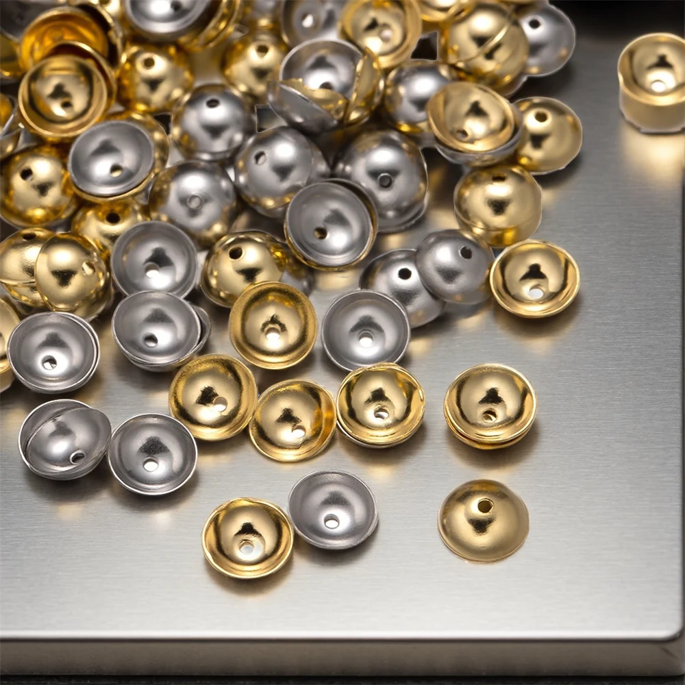 50pcs 3-10mm Gold Color Stainless Steel Round Bead Caps Spacer Beads for Jewelry Making DIY Components Accessories Wholelsale