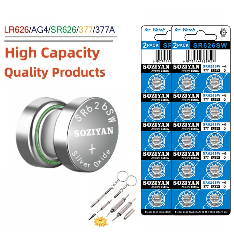 2-100Pcs AG4 SR626SW Watch Battery LR626 SR626 626SW 377A V377 1.5V Button Cell Batteries for Mini Flashlight Toy Thermometer