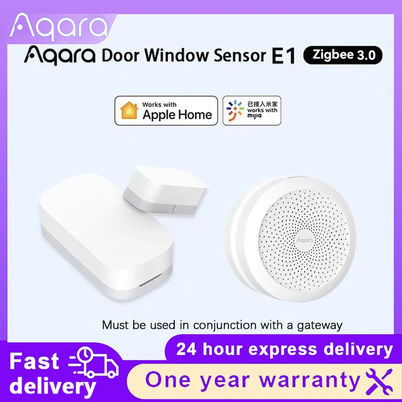 Aqara door window sensor E1 and M1S multifunctional gateway used for anti‑theft intelligent living supporting Zigbee 3.0