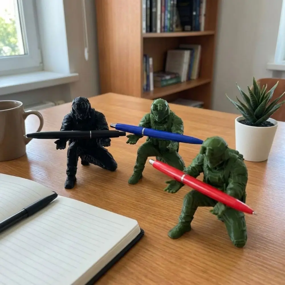 Unique Soldier Pen Holder Plastic Stationery Warrior Ornament Special Forces Figure 3D Printed Pen Stand Fits Pen Pencil Marker