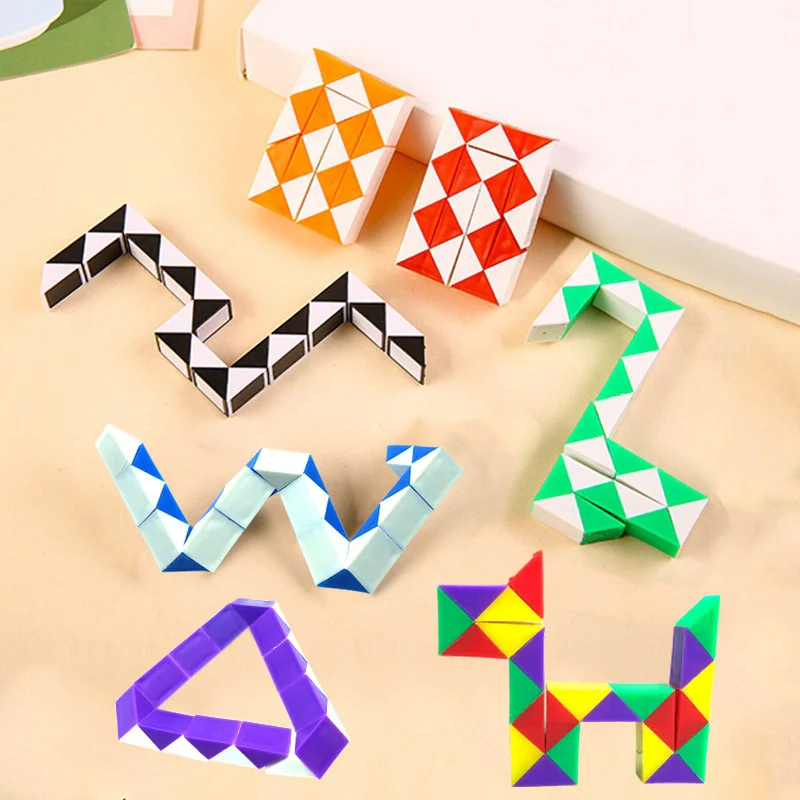 

6Pcs Children's Puzzle Transformation Magic Snake Folding Cube Twist Toy 24 Section Versatile Magic Ruler Stress Relieving Toy