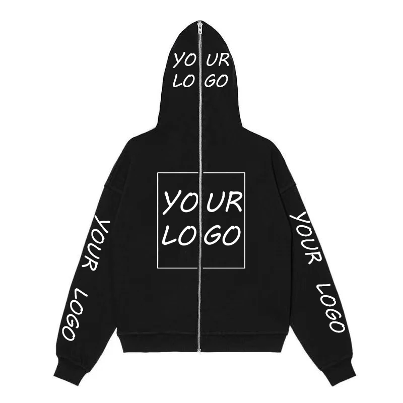 Your Own Design Custom Printed Full Zipper Up Hoodie Men Women Casual Fashion Long Sleeve Hooded Jackets Personality Sweatshirts