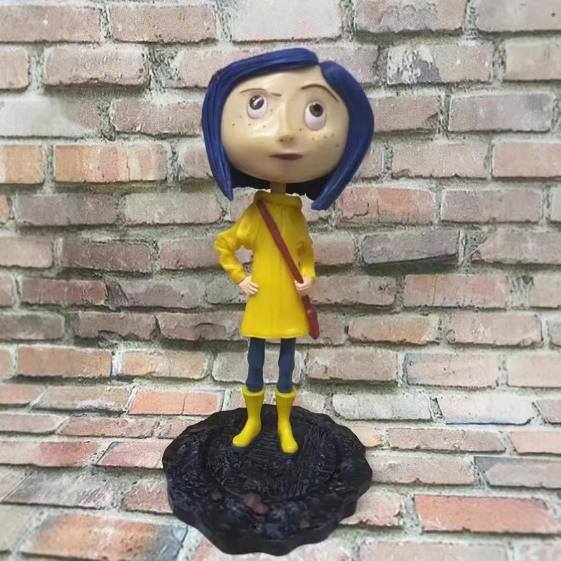 7inch Coraline & the Secret Door Movie Caroline  Action Figure Shaking Head Desktop Model Ornaments Birthday Gift Children toys