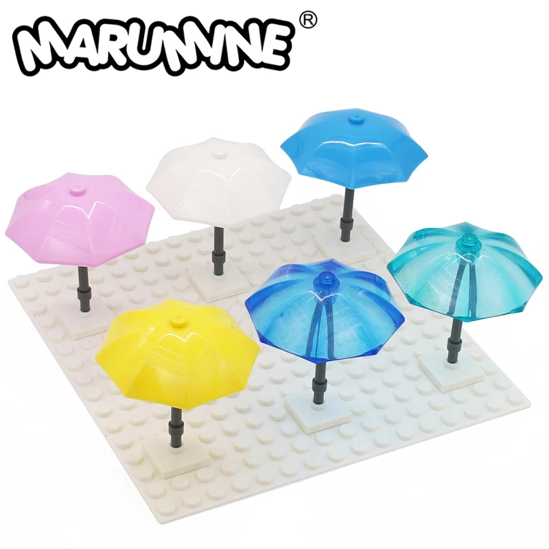 Marumine Mini Umbrella Sunshade 4094 MOC Building Bricks 12 Sets Assembling Blocks Model Kit Stree Vies Bulk Parts Accessories