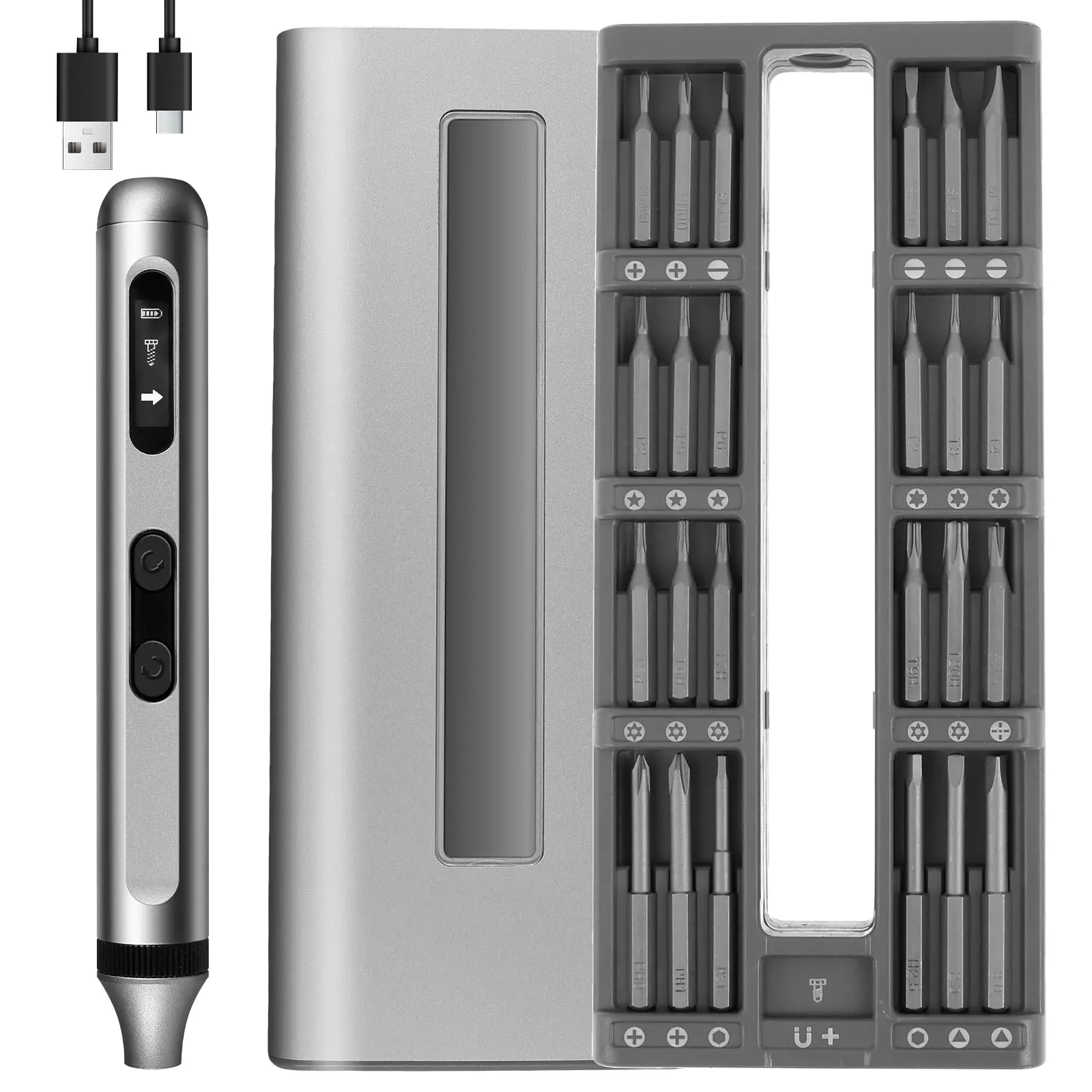 

52 in 1 Electric Screwdriver Set Aluminium Alloy Electric Drill Set High Torque Cordless Precision Screwdriver Quiet for DIY