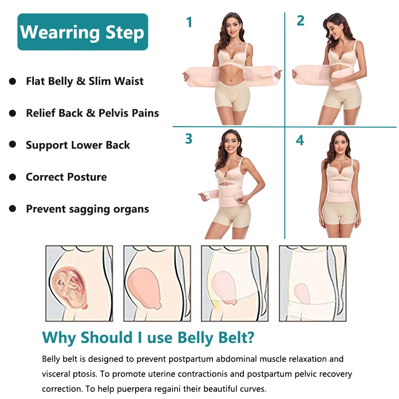 Postpartum Girdle C-Section Recovery Belt Back Support Belly Wrap Belly Band Shapewear Abdominal Binder Post Surgery Cinchers