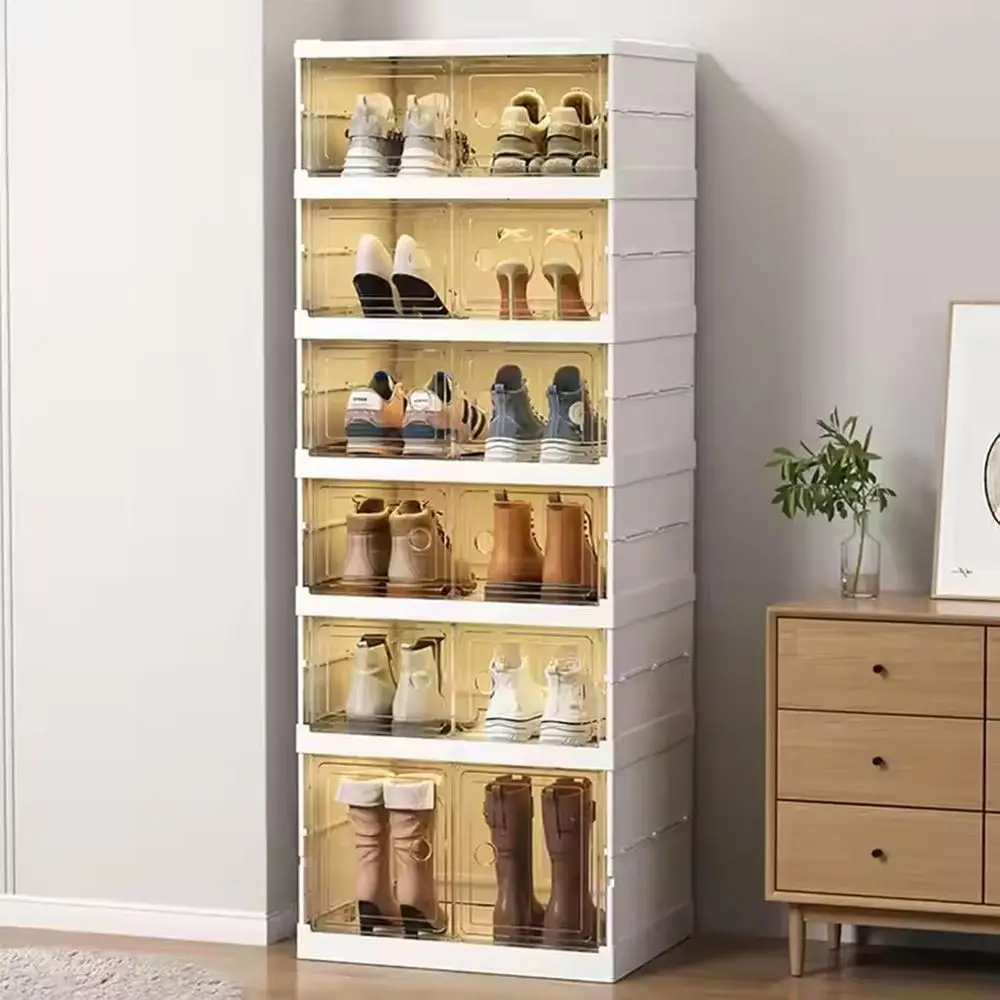 

6 Tier Easy Assembly Collapsible Shoe Cabinet oldable Shoe Organizer Stackable Shoe Storage Box with Clear Door or ront Door Ent