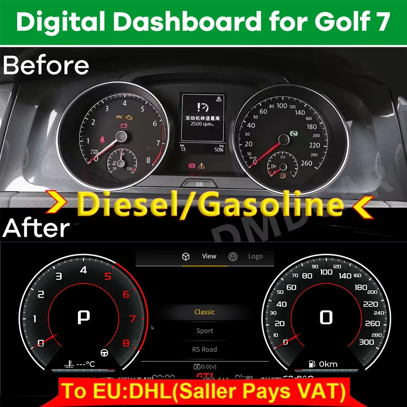 

Цифровая приборная панель LCD (виртуальный кокпит) для Volkswagen VW Golf 7 R MK7 GTi B8 CC 2012-2020