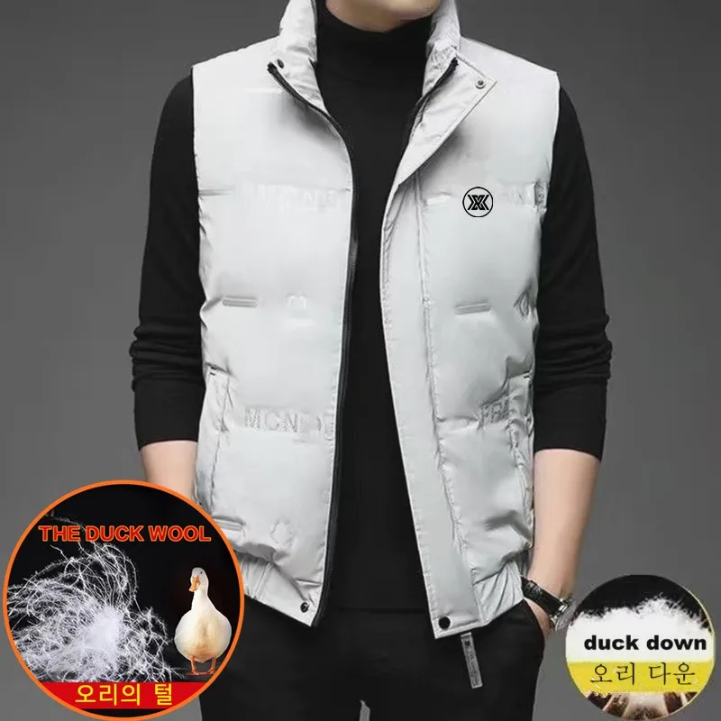 Men's Golf Jackets Vest Zipper Duck Down Jacket Waistcoat Thick Warm Golf Coats Light Sof luxury Duck Feather Golf Clothing 골프웨어