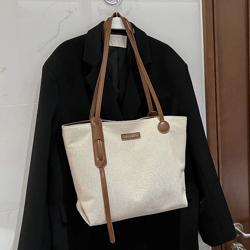 Grote Capaciteit Forenzenkantoor Handtas 2023 Nieuwe Canvas Damestas Luxe Ontwerp Schouder Reizen Boodschappentassen Big Fashion Tote