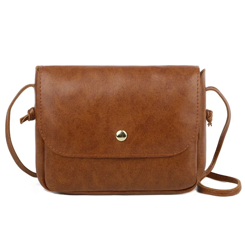 Retro Soft PU Leather Crossbody Bags Women Solid Color Mini Square Bag Casual Street Phone Bag Coin Purse Shoulder Messenger Bag