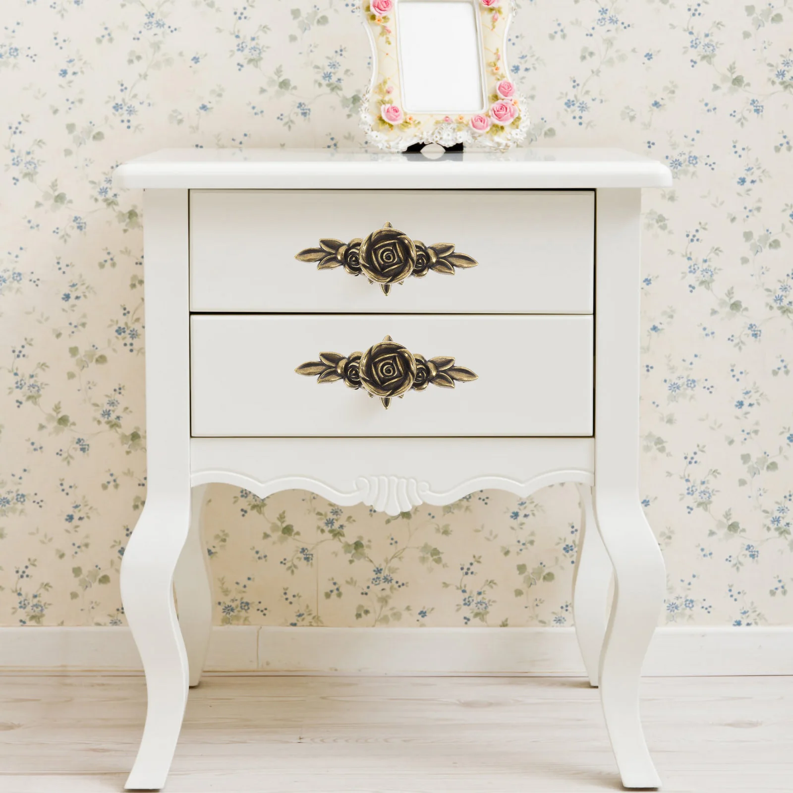 

2Pcs Rose Zinc Alloy Cabinet Handles Retro Delicate Carving Furniture Drawer Knobs Durable Elegant Decorative Hardware