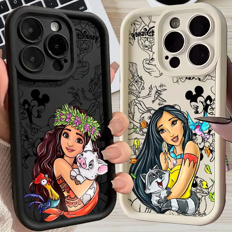 

Moana Pocahontas Disney Princess Silicone Case For Apple iPhone 17E 15 16 14 13 12 11 17 Pro Max 17 Air 16 Plus 16E Phone Cover