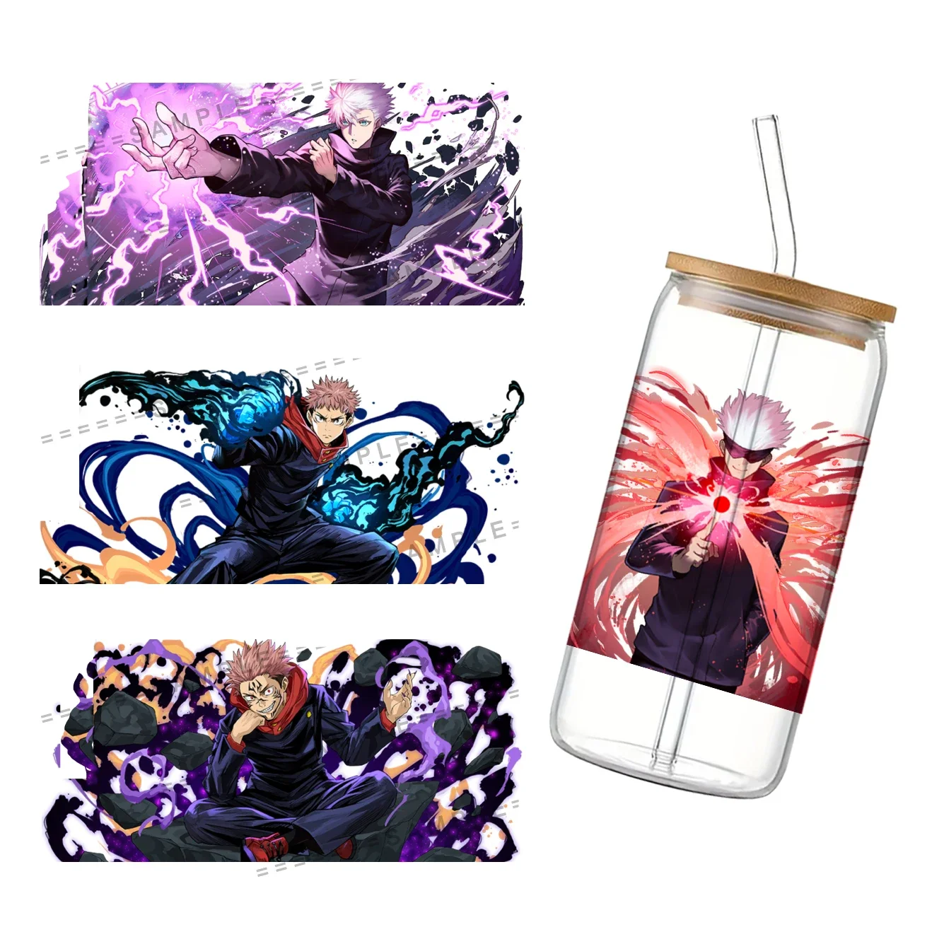 مانغا يابانية جديدة لـ Libbey 16oz يمكن زجاج ثلاثي الأبعاد مقاوم للماء UV DTF Coffee يمكن لف غلاف زجاجي Libbey #1