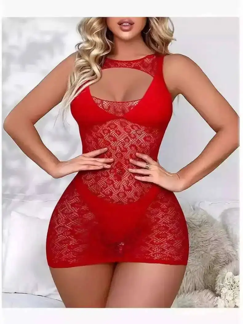 Women Dress Sexy Mesh Transparent Mini Dress Sheer Halter Wrap Hipster Dress Wrap Chest Suspenders Sleeveless Beautiful NSB5