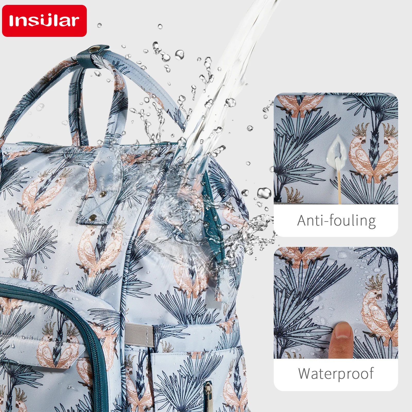 Fashion Print Diaper Backpack, Large Capacity Multi-functional Mummy Bag, Outdoor Travel Mommy Bag for Baby Care Supplies
