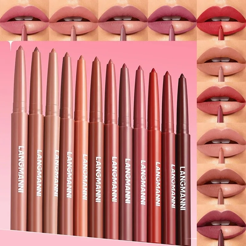 12 Color Lip Liner Pencil Matte Red Plumping Lip Contour Lipstick Nude Brown Lipstick Pen Natural Lasting Smooth Lipliner Makeup