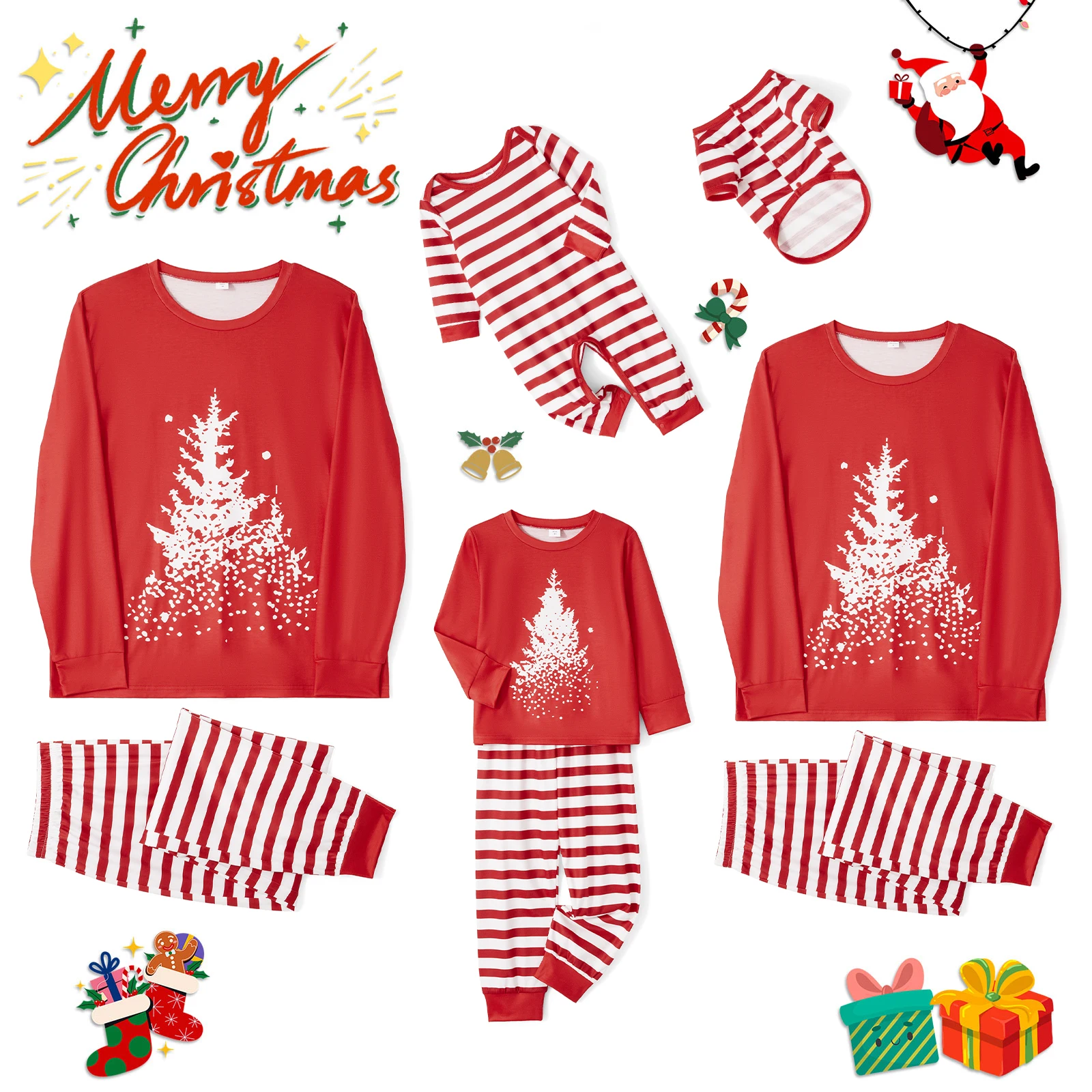 Christmas Family Pajamas Xmas Matching Family Pajama Holiday Pjs Xmas Jammies Sleepwear Set Mother Father Kids Baby