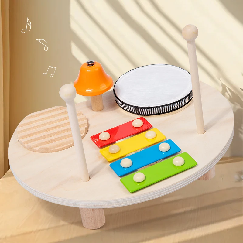 

Wooden Xylophone Drum Set For Toddlers Montessori Baby Musical Instruments Toys Drum Set Percussion Instruments Musical Toys