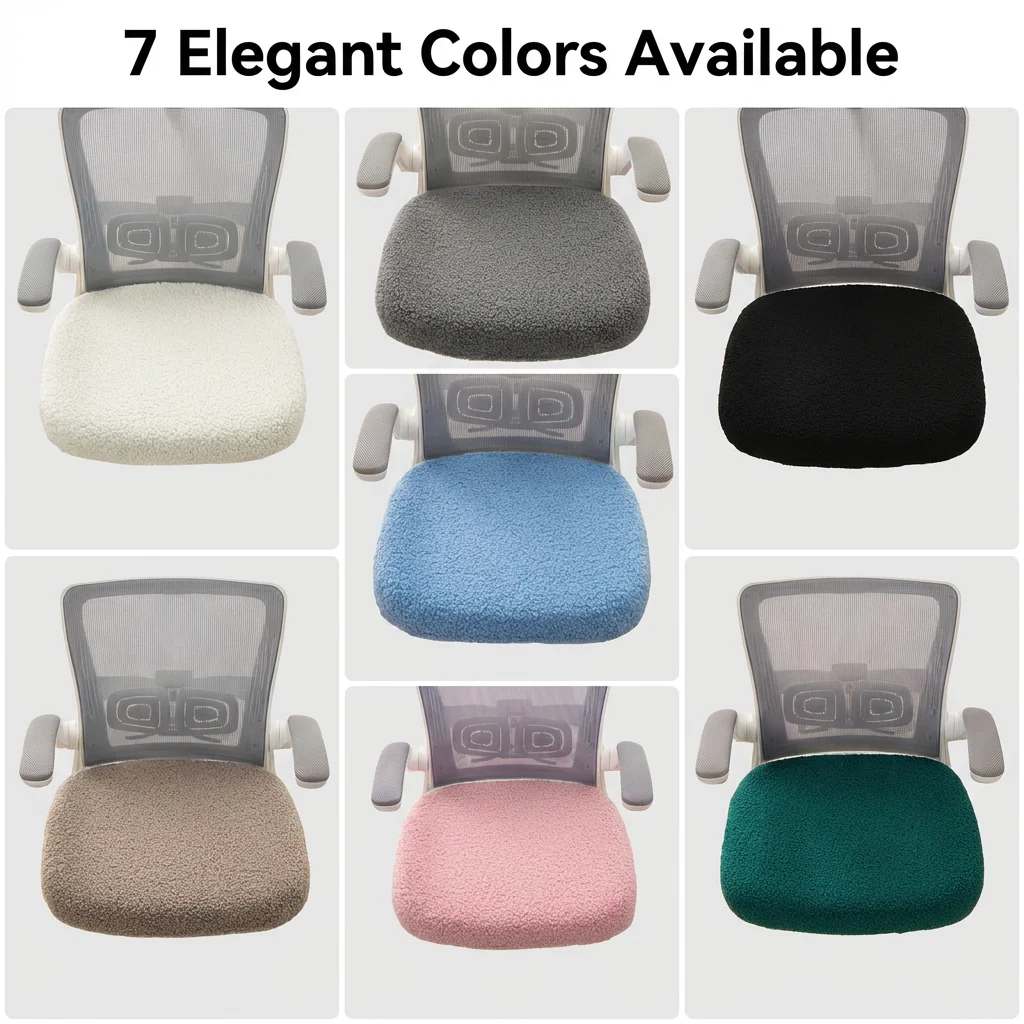 Elastic Teddy Fleece Thickened Office Chair Cover - Minimalist Swivel Computer Chair Slipcover, Soft Plush Protector