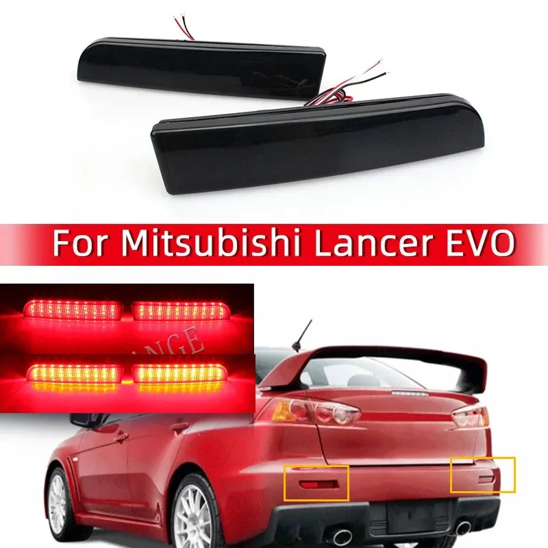 LED Bumper Reflector Smoked Lens Tail Brake Light For Mitsubishi Lancer EVO 2008-2017 Evolution X CZ4A Outlander Sport RVR ASX