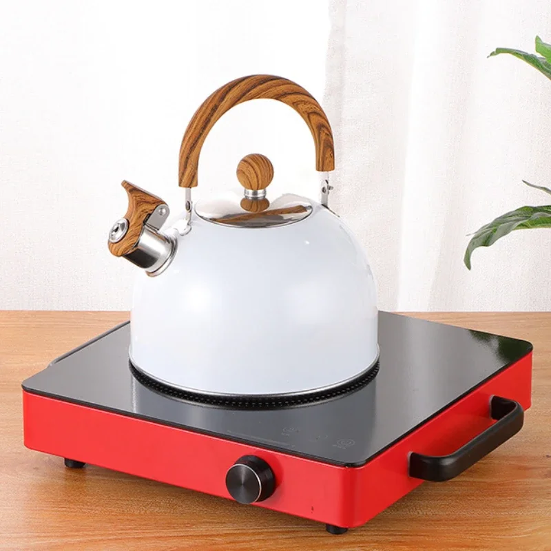 

Tea Kettle Whistling Tea Kettle for Stove Top Food Grade Stainless Steel Teapot with Wood Pattern Handle for Coffee Milk Tea Gas