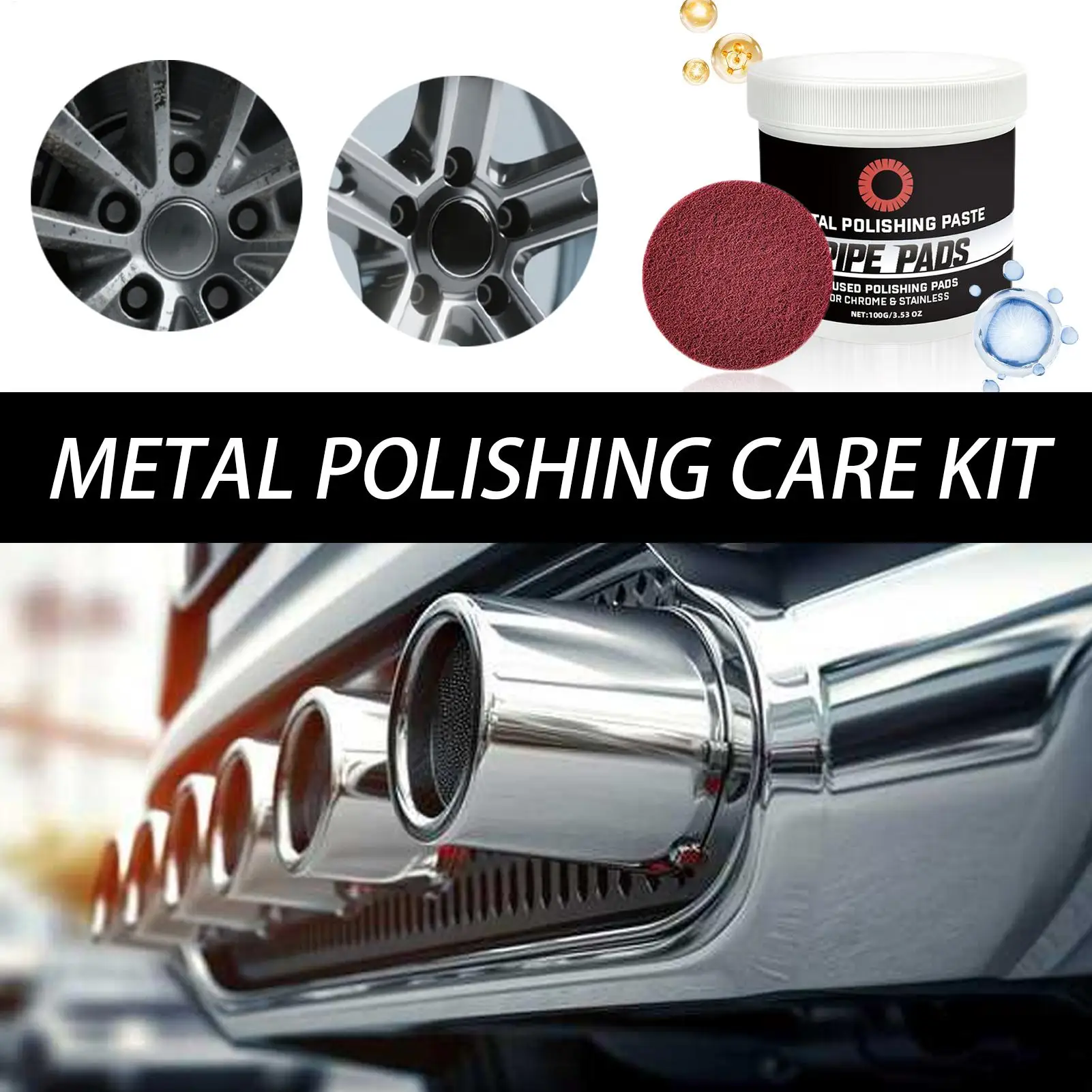 Metal PolishProtectant Scratch Remover Heavy Metal PolishFor Removes Oxidation Discoloration Brass Aluminum Pipes Exhausts view 3